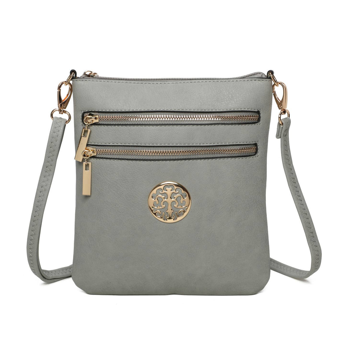 JM834 Vegan Leather Double Zip Crossbody Bag Everyday Bag Nak Health and Beauty
