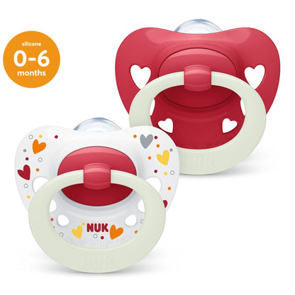 NUK
SIGNA NIGHT PINK SILICONE SOOTHER S1 2PK Nak Health and Beauty