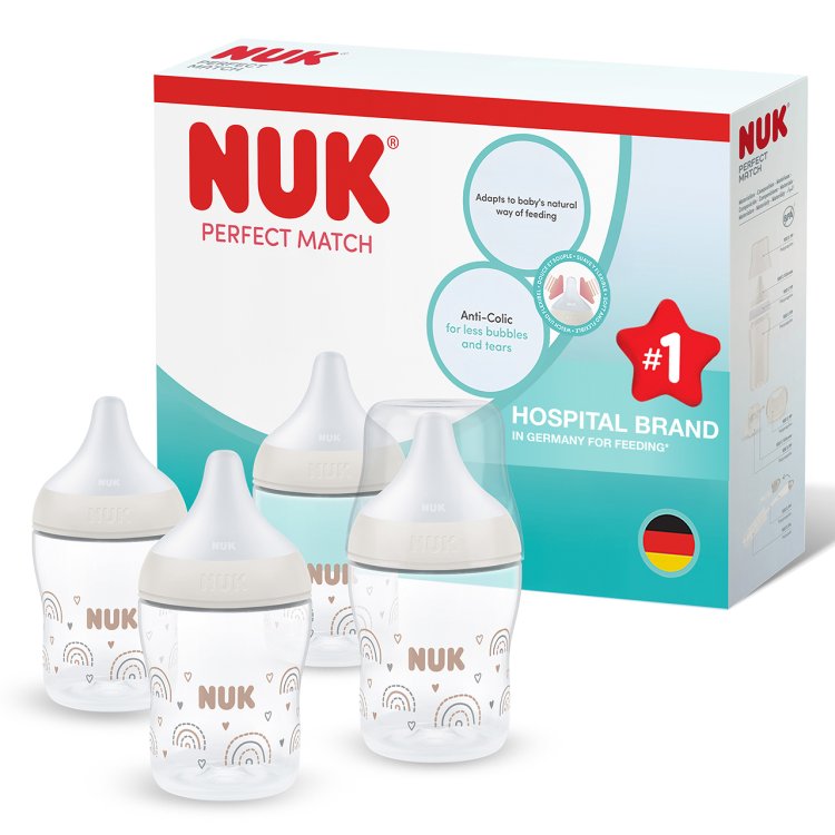 NUK PERFECT MATCH BOTTLE SET 4PK 150ML 0M+ Nak Health and Beauty