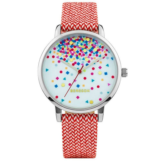 Bergson Watch –Red & White Strap with Silver Details &Confetti- BGW8626RL31 Nak Health and Beauty