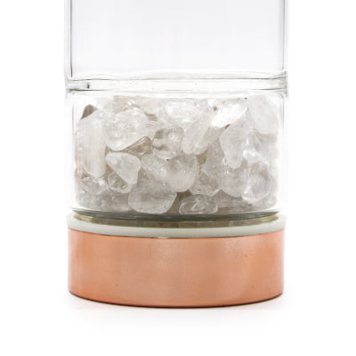 Crystal Glass Tea Infuser Bottle - Rose Gold - Rock Quartz Nak Health and Beauty