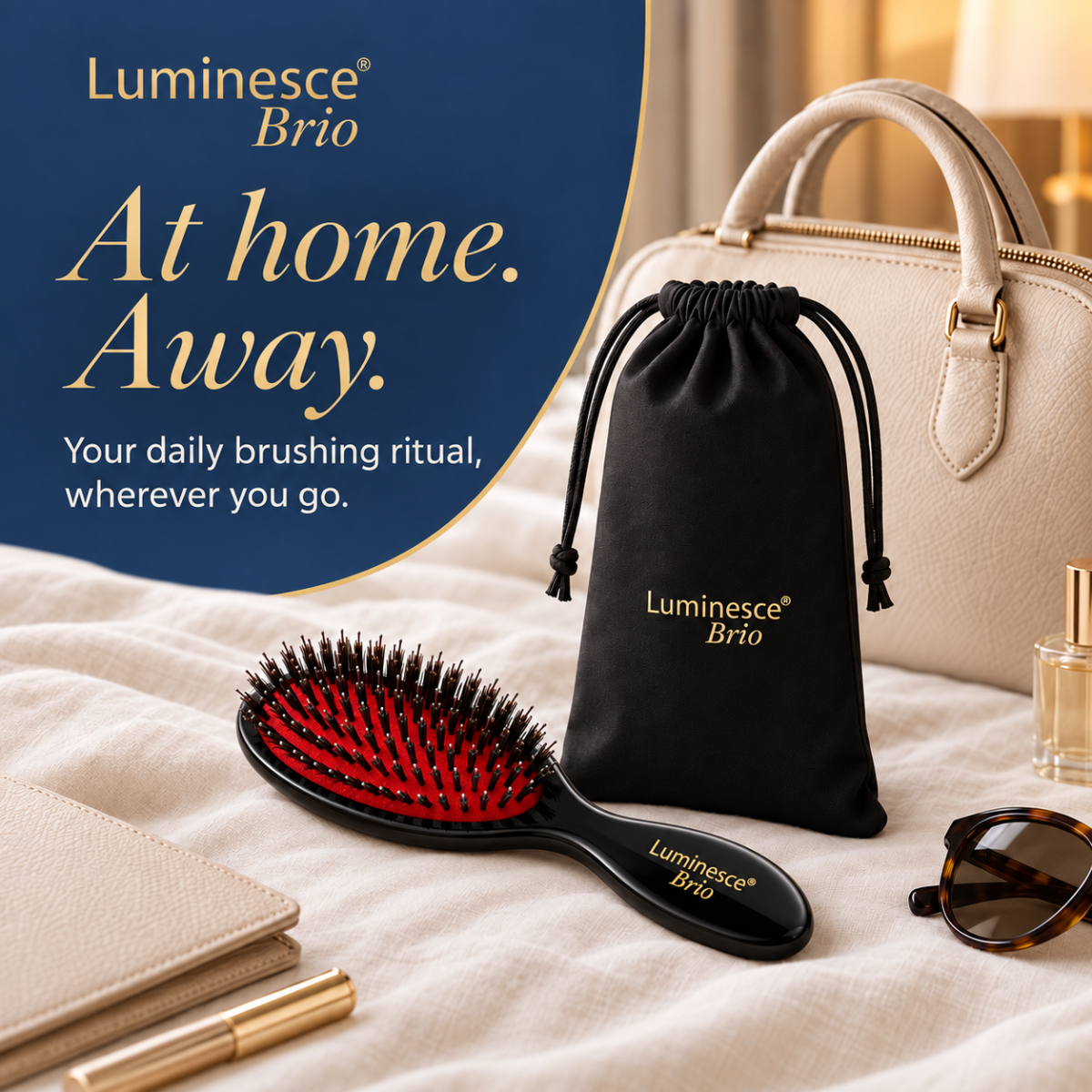 Luminesce Brio Boar Bristles & Nylon Brush Black Nak Health and Beauty