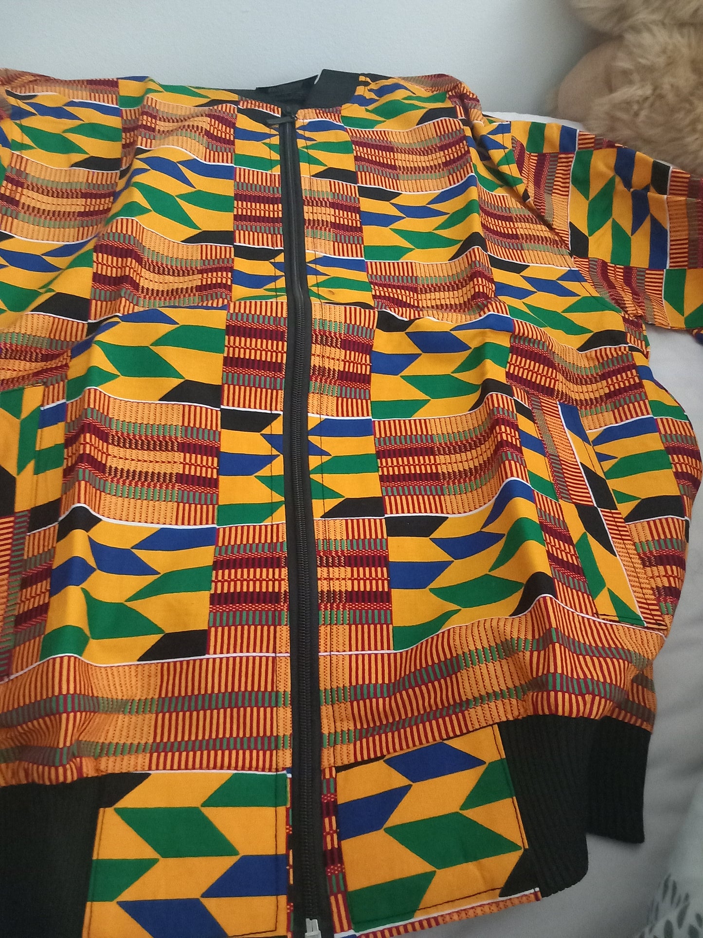 Womens Kente Bomber Jacket Large