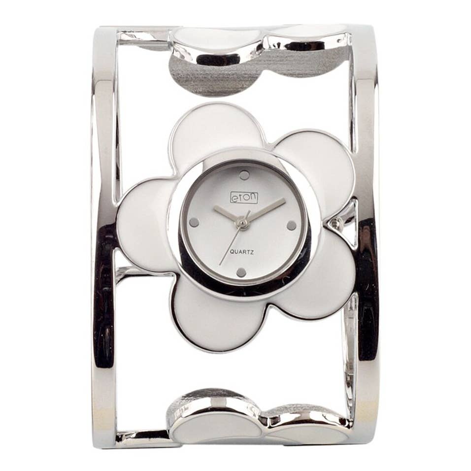 Enameled Flower Bangle Wrist Watch For Women Nak Health and Beauty
