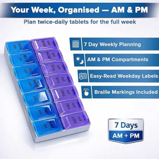 LIFE HEALTHCARE 7-DAY AM/PM PILLBOX **BEST-SELLER** Nak Health and Beauty