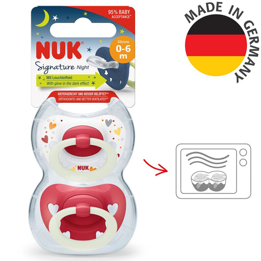 NUK
SIGNA NIGHT PINK SILICONE SOOTHER S1 2PK Nak Health and Beauty
