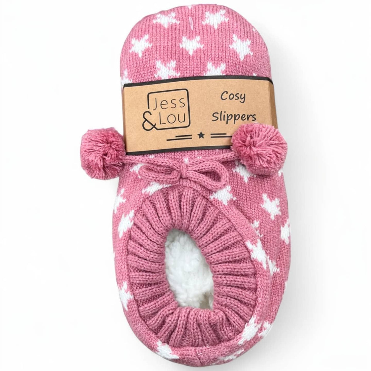 Pink & White Star Cosy Slippers SL641 Nak Health and Beauty