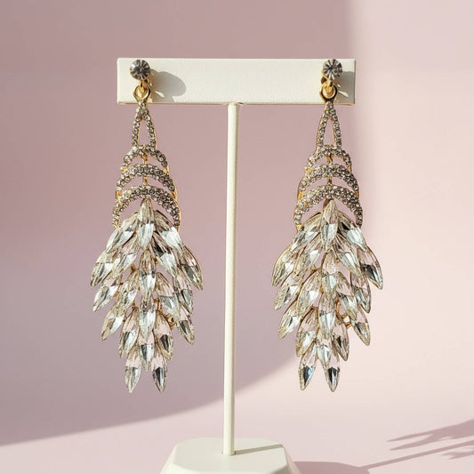Layered Clear Crystal Drop & Dangle Earrings Nak Health and Beauty