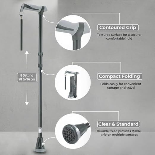 *New* Life All Terrain Ergonomic Grip Walking Stick Nak Health and Beauty
