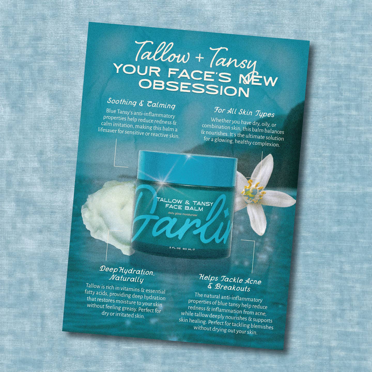 Tallow Face Balm | Natural Blue Tansy Skincare Moisturizer Nak Health and Beauty