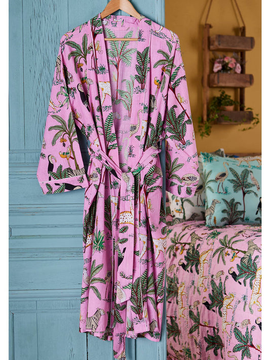 Jungle Print Dressing Gown - Pink S/M Nak Health and Beauty