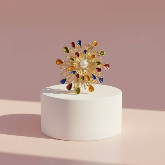 Pearl Star Burst Gold Magnetic Brooch Mix Nak Health and Beauty