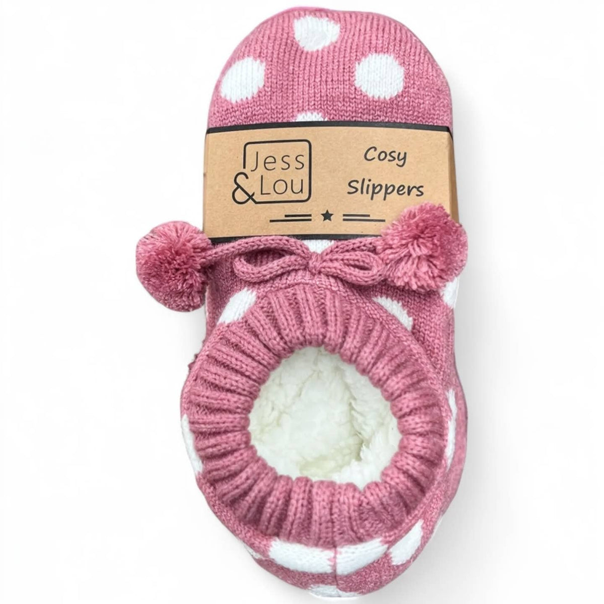 Pink & White Spot Cosy Slippers SL631 Nak Health and Beauty