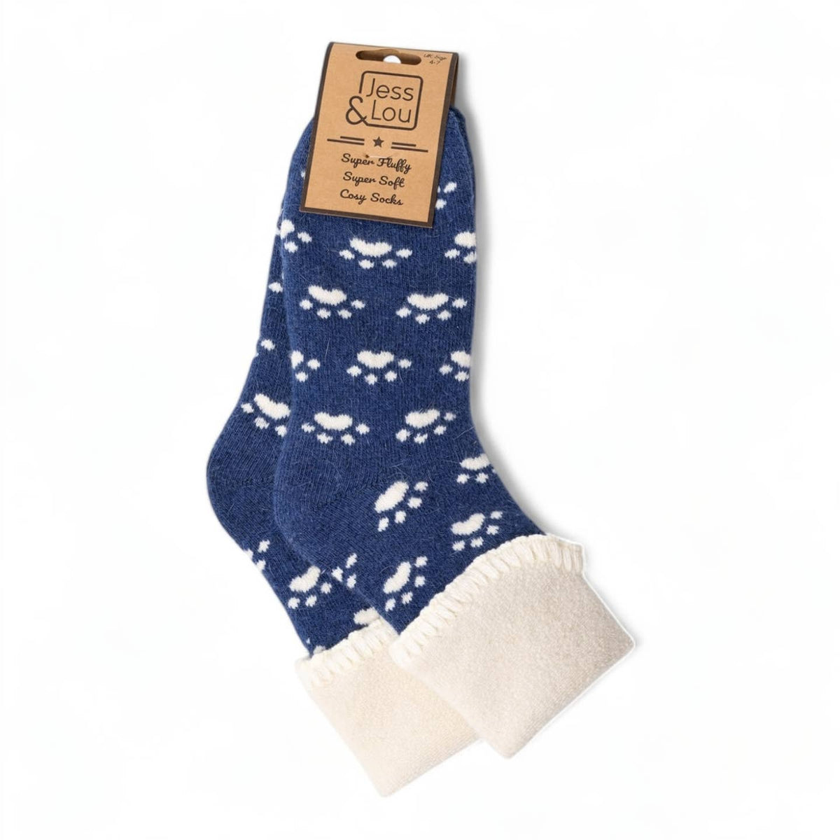 Jess & Lou Paws Navy Super Cosy Cuff Socks SL400 Nak Health and Beauty