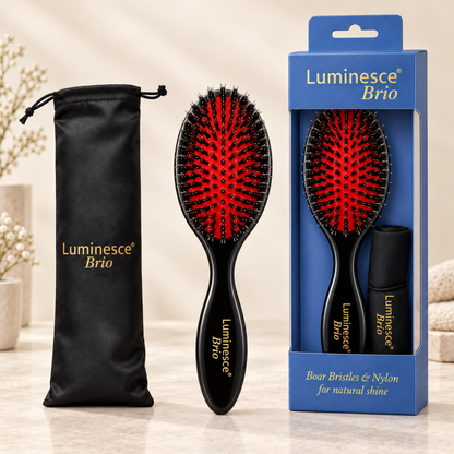 Luminesce Brio Boar Bristles & Nylon Brush Black Nak Health and Beauty