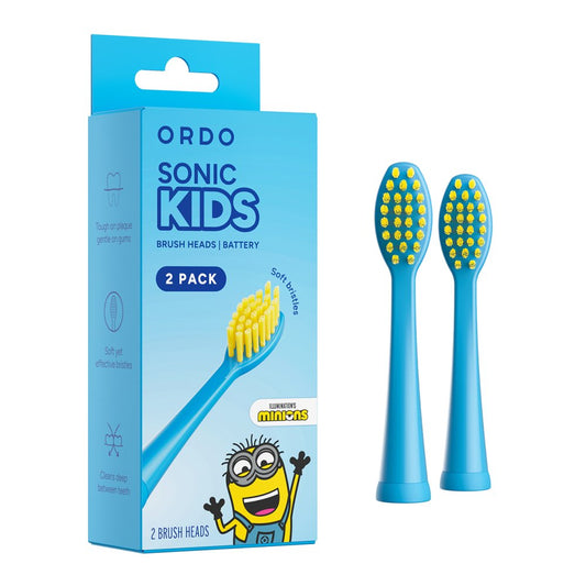 KIDS BATTERY BRUSH HEADS MINIONS BLUE 2PK Nak Health and Beauty