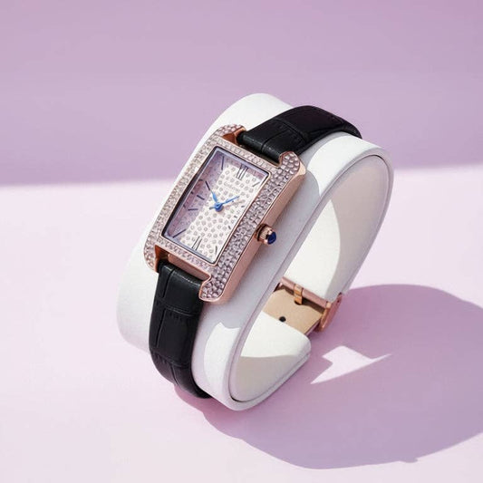 Crystal Bezel Oblong Face Watch Black Nak Health and Beauty