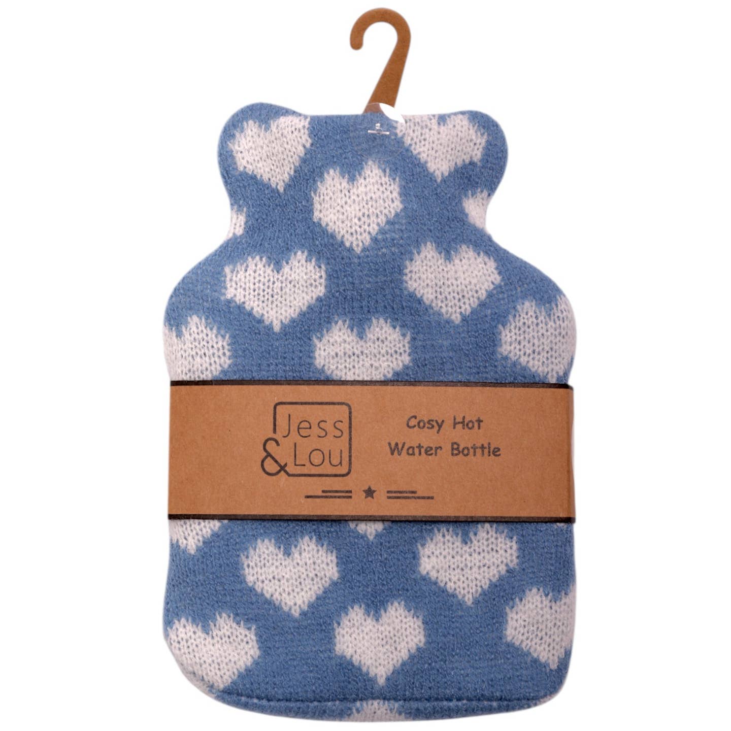 Cornflower & White Hearts Mini Hot Water Bottle CC101 Nak Health and Beauty