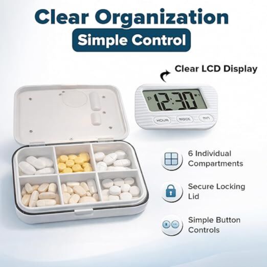 Life Pill Box With Timed Alarm Nak Health and Beauty