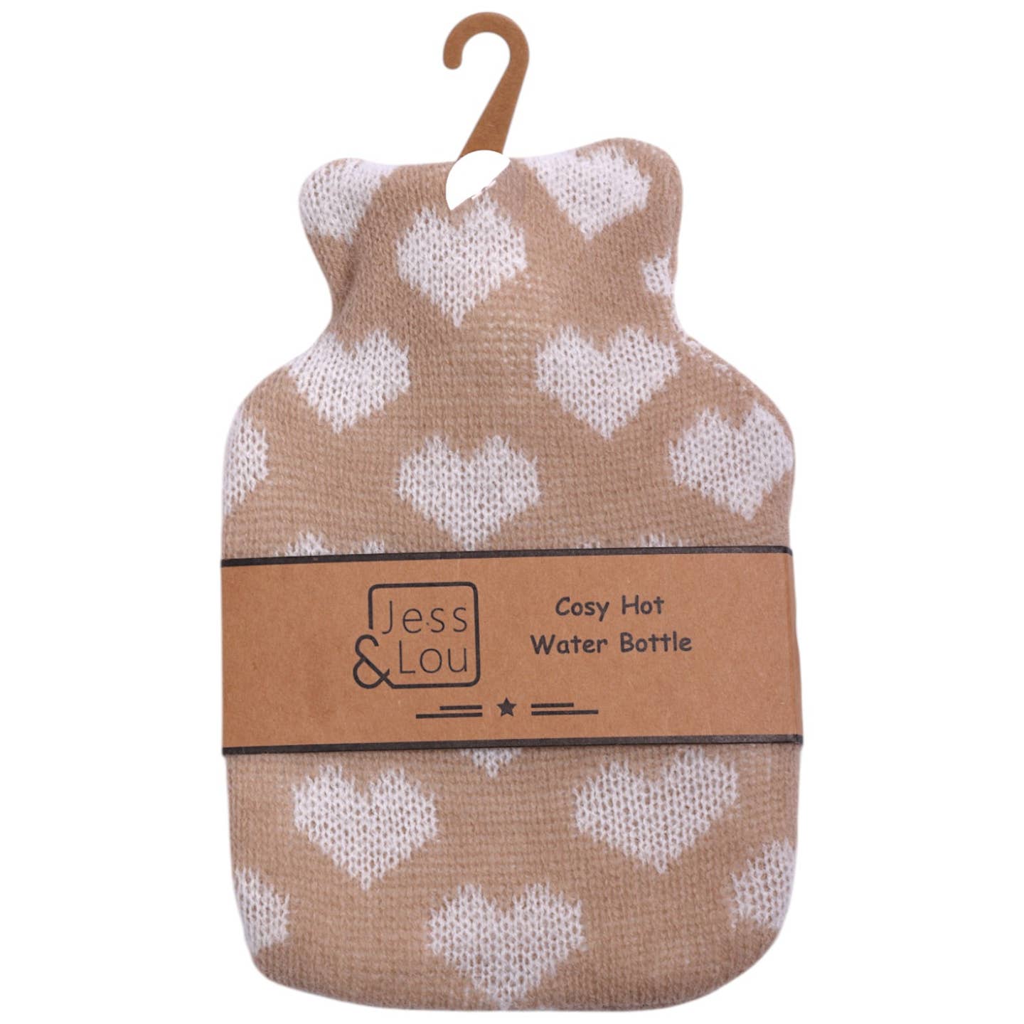 Taupe & White Hearts Mini Hot Water Bottle CC102 Nak Health and Beauty