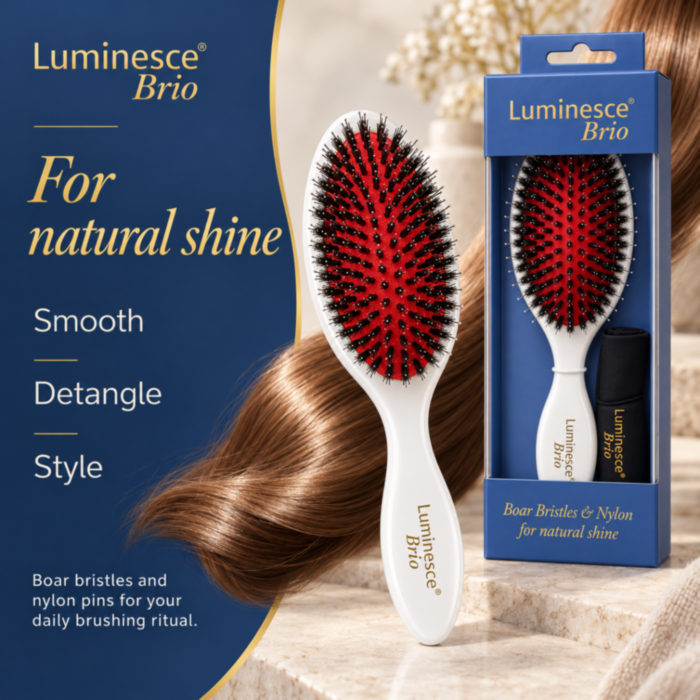 Luminesce Brio Boar Bristles & Nylon Brush White Nak Health and Beauty