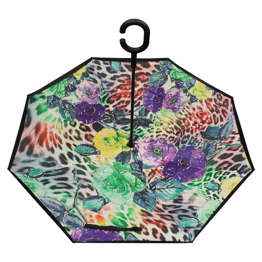 Multi Coloured Leopard Upside Down Umbrellas F971 Nak Health and Beauty