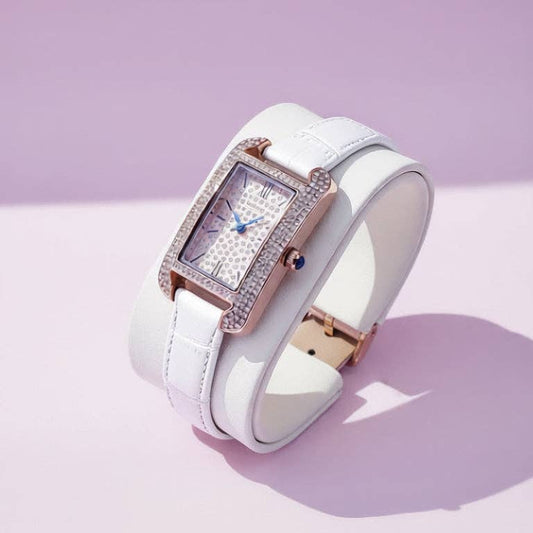 Crystal Bezel Oblong Face Watch Cream Nak Health and Beauty