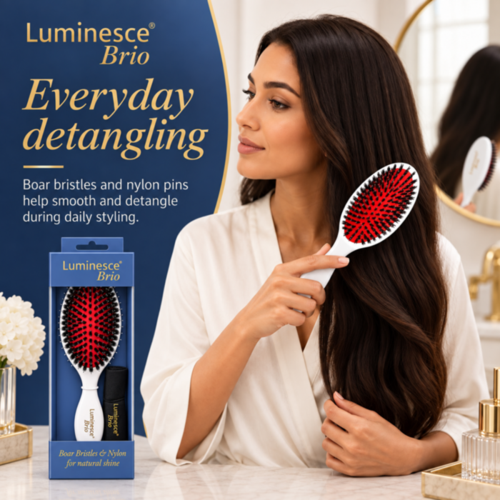 Luminesce Brio Boar Bristles & Nylon Brush White Nak Health and Beauty