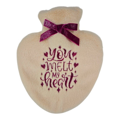 HEART EMBROIDERED COVERED HOT WATER BOTTLE Nak Health and Beauty