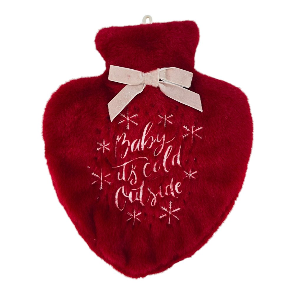 HEART EMBROIDERED COVERED HOT WATER BOTTLE Nak Health and Beauty