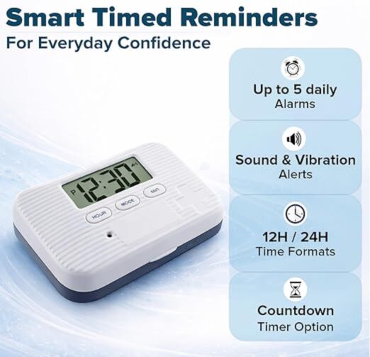 Life Pill Box With Timed Alarm Nak Health and Beauty
