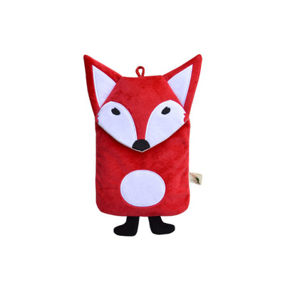 Children's eco-hot water bottle 0.8 l with cover "Frau Fuchs" red