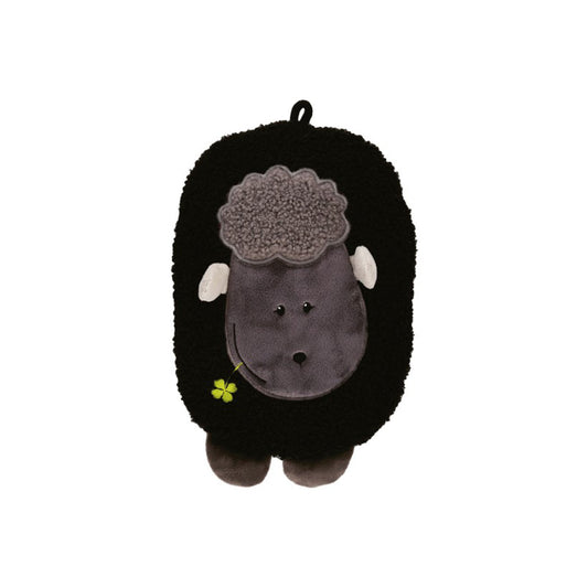 Children's eco hot water bottle 0.8 l with fleece cover "Lamb" black