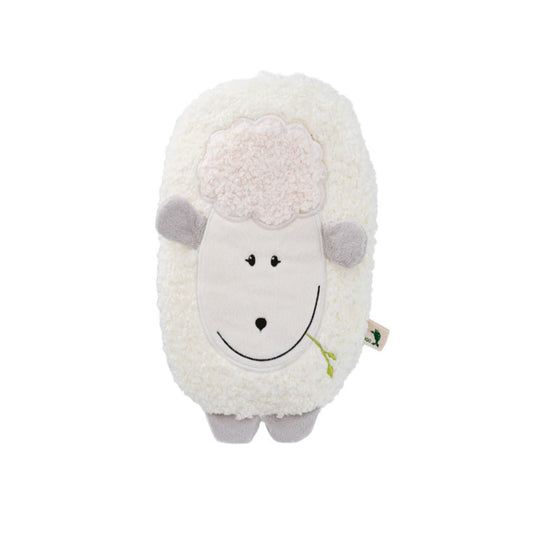 Children's eco-hot water bottle 0.8 l with fleece cover "Lamb" cream-white