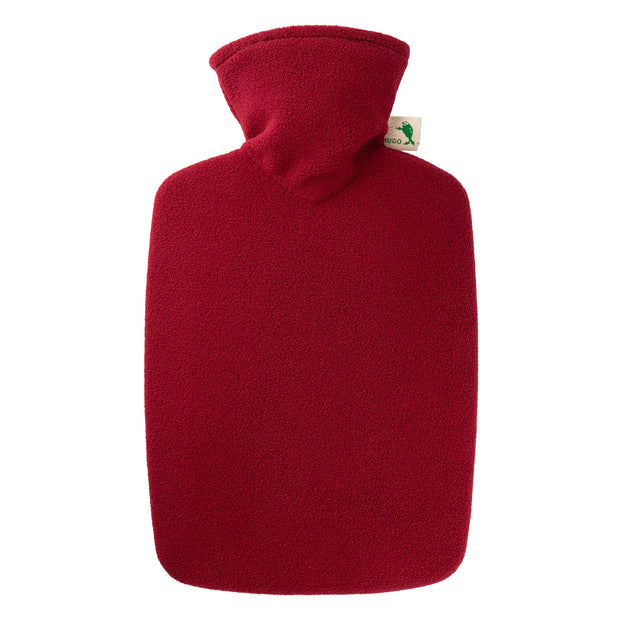Classic hot-water bottle 1.8 litre with dark red fleece cover