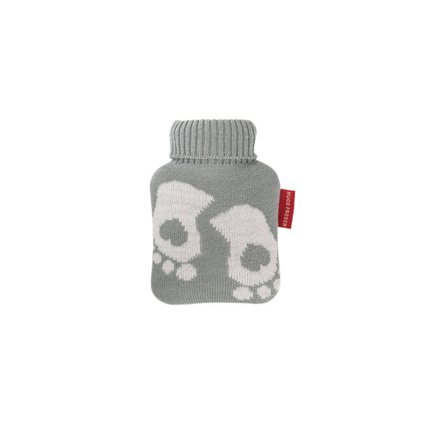 Mini hot water bottle 0.2 litre with knit cover pastel green feet