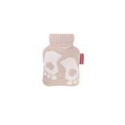 Mini hot water bottle 0.2 litre  with knit cover light brown feet