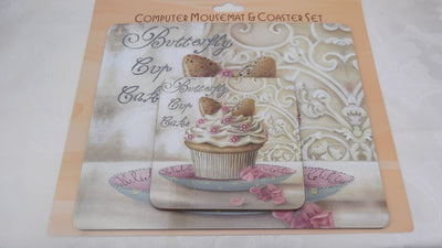 Butterfly Cupcake Mouse mat And Coaster Gift Set