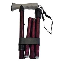 Life Healthcare Red Gel Grip Folding & Adjustable  Walking Stick